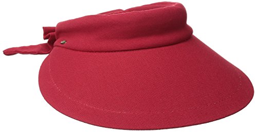 0016698004992 - SCALA WOMEN'S DELUXE BIG BRIM COTTON VISOR WITH BOW, RED, ONE SIZE