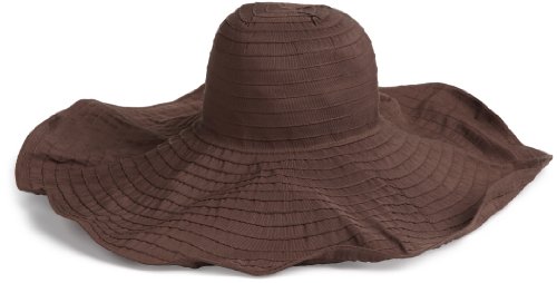 0016698284448 - SCALA WOMEN'S BIG BRIM RIBBON HAT, CHOCOLATE, ONE SIZE