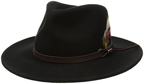 0016698779814 - SCALA CLASSICO MEN'S CRUSHABLE FELT OUTBACK HAT, BLACK, LARGE