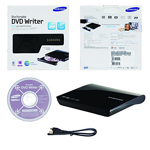 0168141436079 - SAMSUNG SE-208DB/TSBS 8X SLIM PORTABLE CD DVD EXTERNAL BURNER WRITER DRIVE IN RETAIL BOX + INSTALLATION DISC + USB CABLE (BLACK)