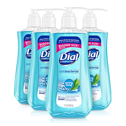 0017000214276 - DIAL ANTIBACTERIAL LIQUID HAND SOAP, SPRING WATER, 11 OUNCE (PACK OF 4), 4 COUNT