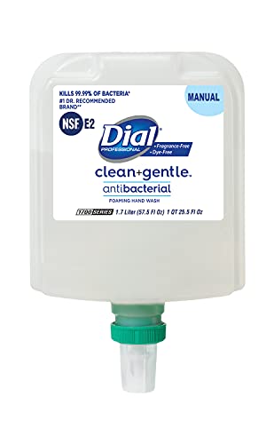 0017000320885 - DIAL CLEAN + GENTLE ANTIBACTERIAL FOAMING HAND WASH, FRAGRANCE AND DYE-FREE, 1700 UNIVERSAL MANUAL, 1.7L DISPENSER REFILL (PACK OF 3)