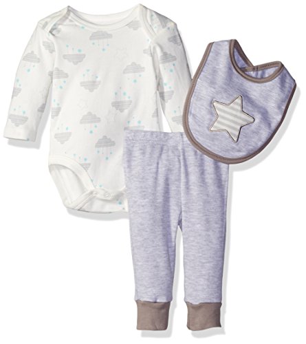 0017036471056 - RENE ROFE BABY 3 PIECE PANT SET WITH BIB AND BODYSUIT, SWEET OATMEAL, 3-6 MONTHS