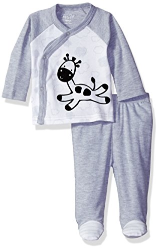 0017036486654 - RENE ROFE BABY SILLY COW 2 PIECE CARDIGAN WITH PANT SET, FARM GRAY, 0-3 MONTHS