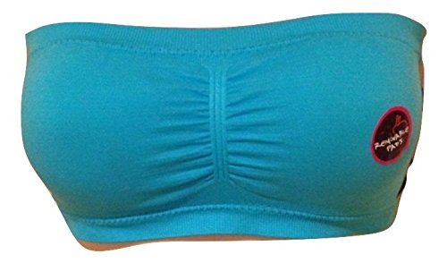 0017036550478 - WOMEN'S STRAPLESS STRETCHY PADDED BANDEAU TUBE TOP YOGA SPORTS BRA TURQUOISE S-M