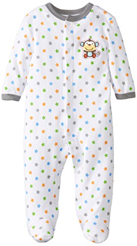 0017036669880 - BON BEBE BABY-BOYS NEWBORN MONKEY AND STARS FOOTED SNAP FRONT COVERALL, MULTI, 6-9 MONTHS