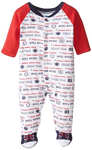 0017036737367 - BON BEBE BABY-BOYS NEWBORN ALL SPORTS SNAP FRONT FOOTED COVERALL, MULTI, 3-6 MONTHS