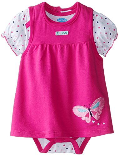 0017036766046 - BON BEBE BABY-GIRLS INFANT BUTTERFLY AND POLKA DOTS BODYSUIT WITH FRENCH TERRY JUMPER SET, MULTI, 24 MONTHS