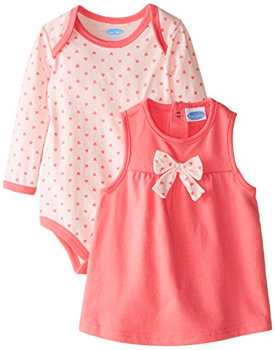 0017036771781 - BON BEBE BABY-GIRLS INFANT HEARTS AND BOW BODYSUIT WITH FRENCH TERRY JUMPER SET, MULTI, 12 MONTHS