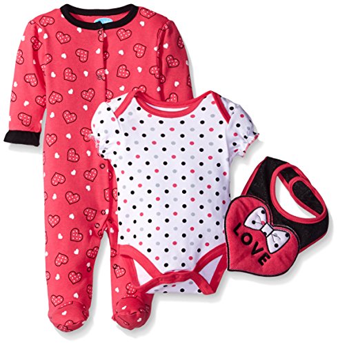 0017036832550 - BON BEBE BABY 3 PIECE TAKE ME HOME SET WITH BODYSUIT 3D BIB AND COVERALL, LOVE, 3-6 MONTHS
