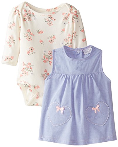 0017036940422 - RENE ROFE BABY BABY-GIRLS NEWBORN HEART AND FLORAL CHAMBRAY JUMPER WITH BODYSUIT, MULTI, 3-6 MONTHS