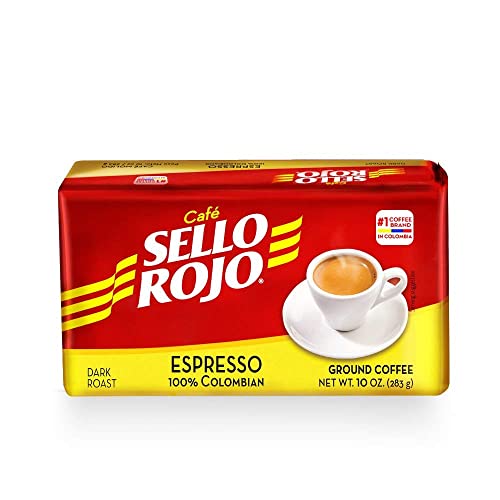 0017202502140 - CAFÉ SELLO ROJO ESPRESSO | 100% COLOMBIAN DARK ROAST GROUND ARABICA COFFEE | FRESHLY VACUUM SEALED IN BRICKS | 10 OUNCE (PACK OF 6)