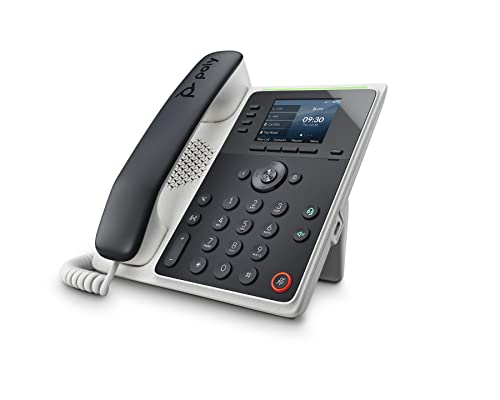 0017229175495 - POLY EDGE E220 IP DESK PHONE (PLANTRONICS + POLYCOM) – DESIGNED FOR USE IN COMMON AREAS – 4-LINE KEYS SUPPORTING UP TO 16 LINES - INTEGRATED BLUETOOTH FOR MOBILE PHONE AND HEADSET PAIRING