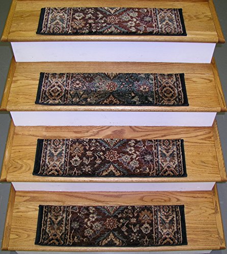 0017305100007 - 173051 - RUG DEPOT'S STAIR TREAD SETS FOR PETS - 26 X 7.5 STAIR TREADS - MULTI BACKGROUND - RIZZY RUGS BELLEVUE BV3199 MULTI - SET OF 13 STAIR TREADS - 100% POLYPROPELENE PREMIUM CARPET STAIR RUNNER TREADS - TRADITIONAL ORIENTAL - 850,000 POINTS - T-6