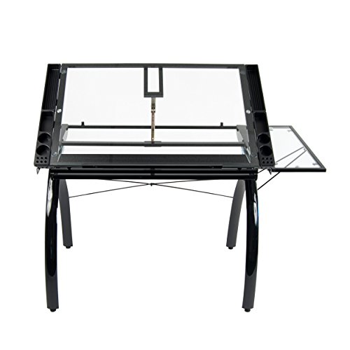 0017342100978 - STUDIO DESIGNS 10097 FUTURA CRAFT STATION WITH FOLDING SHELF, BLACK WITH CLEAR GLASS