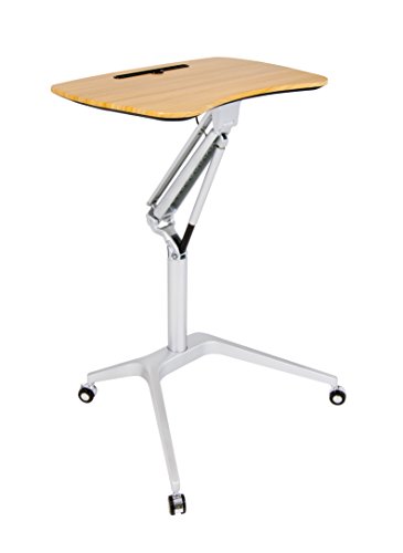 0017342512351 - CALICO DESIGNS 51235.0 RIDGE MOBILE DESK WITH SIT TO STAND UP PNEUMATIC CART, SILVER/MAPLE