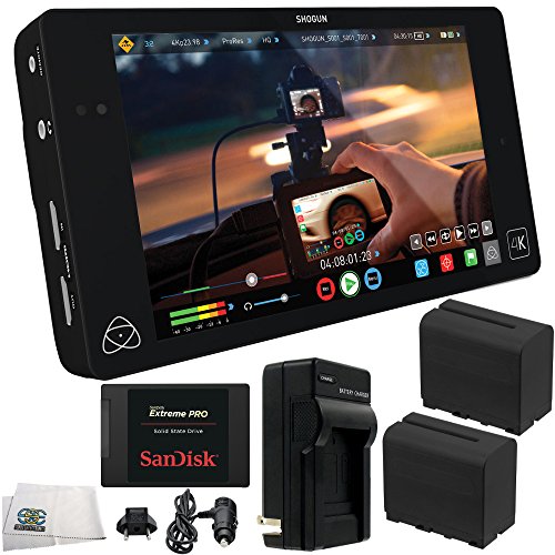 0017385074625 - ATOMOS SHOGUN 4K HDMI/12G-SDI RECORDER AND 7 MONITOR + SANDISK 480GB EXTREME PRO SOLID STATE DRIVE (SDSSDXPS-480G-G25) + 2 REPLACEMENT F970 BATTERIES + AC/DC RAPID HOME & TRAVEL CHARGER+ HDMI CABLE + MICROFIBER CLEANING CLOTH