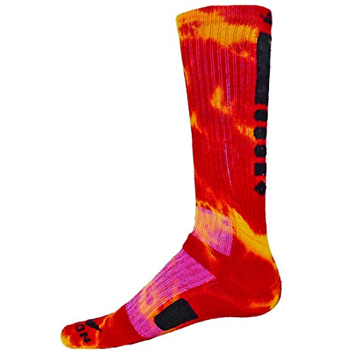 0017391086384 - RED LION MAXIM TIE DYE ATHLETIC SOCKS ( RED / GOLD - LARGE )