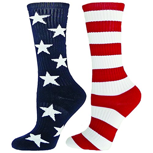 0017391088449 - RED LION FREEDOM MISMATCHED CREW SOCKS AMERICAN FLAG ( NAVY/WHITE/RED - LARGE )