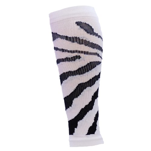 0017391110317 - RED LION TIGER PATTERN RUNNING COMPRESSION LEG SLEEVES (WHITE / BLACK - SMALL / MEDIUM) (SOLD AS PAIR)