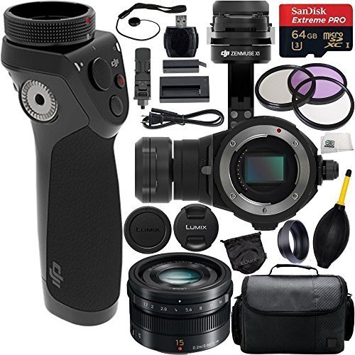 0017435220774 - DJI OSMO HANDLE + DJI ZENMUSE X5 CAMERA & 3-AXIS GIMBAL + PANASONIC LUMIX G LEICA DG SUMMILUX 15MM F/1.7 ASPH. LENS 13PC BUNDLE. INCLUDES MANUFACTURER ACCESSORIES + MUCH MORE