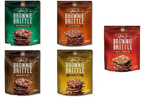 0017531033803 - SHEILA G'S BROWNIE BRITTLE BUNDLE WITH NEW PEANUT BUTTER: FIVE 5 OZ BAGS, ONE EACH OF:CHOCOLATE CHIP, SALTED CARAMEL, TOFFEE CRUNCH, MINT CHOCOLATE CHIP AND NEW PEANUT BUTTER