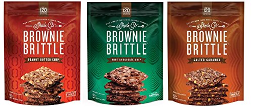 0017531033889 - SHEILA G'S BROWNIE BRITTLE BUNDLE OF THREE FLAVORS WITH NEW PEANUT BUTTER: ONE 5 OZ BAG OF PEANUT BUTTER, SALTED CARAMEL, AND MINT CHOCOLATE CHIP