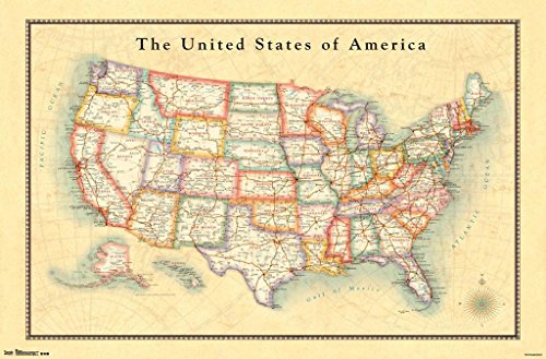 0017681065341 - TRENDS INTERNATIONAL, USA MAP, 22 X 34, WALL POSTER