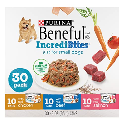 0017800190848 - PURINA BENEFUL SMALL BREED WET DOG FOOD VARIETY PACK, INCREDIBITES WITH REAL BEEF, CHICKEN OR SALMON - 3 OZ. CANS