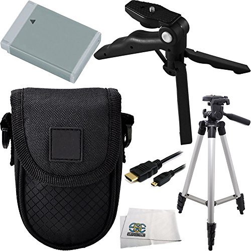 0017857169019 - ESSENTIAL ACCESSORY KIT FOR CANON POWERSHOT G5 X, G7 X & G9 X INCLUDES REPLACEMENT NB-13L BATTERY + FULL SIZE TRIPOD + PISTOL GRIP/TABLE TOP TRIPOD + MICRO HDMI CABLE + CARRYING CASE + MICROFIBER CLEANING CLOTH