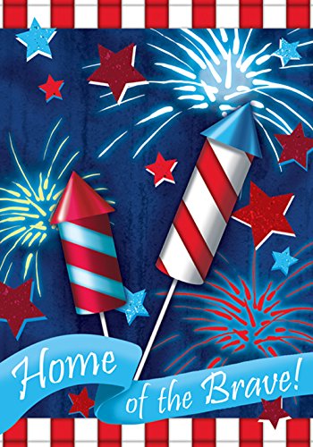 0017917021721 - TOLAND - HOME OF THE BRAVE - DECORATIVE PATRIOTIC SUMMER INDEPENDENCE FIREWORK USA-PRODUCED HOUSE FLAG