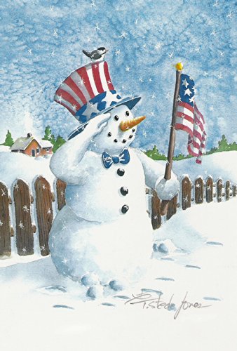 0017917025422 - TOLAND HOME GARDEN UNCLE SNOWMAN 28 X 40-INCH DECORATIVE USA-PRODUCED HOUSE FLAG