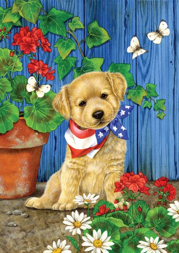 0017917215366 - TOLAND HOME GARDEN PATRIOTIC PUPPY 28 X 40-INCH DECORATIVE USA-PRODUCED HOUSE FLAG