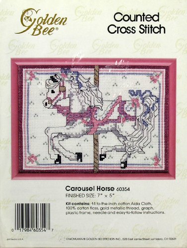 0017984603547 - GOLDEN BEE COUNTED CROSS STITCH KIT #60354 CAROUSEL HORSE 7X 5