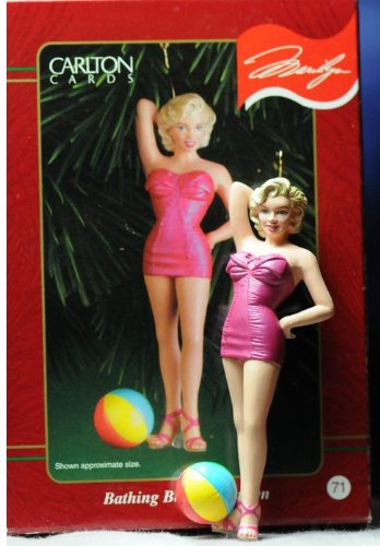 0018100615758 - MARILYN MONROE BATHING BEAUTY IN RED SWIMSUIT CHRISTMAS TREE ORNAMENT BY CARLTON CARDS