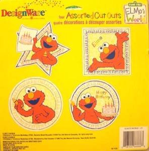 0018100666668 - SESAME STREET ELMO 4 ASSORTED CUT OUTS HAPPY BIRTHDAY DECORATIONS