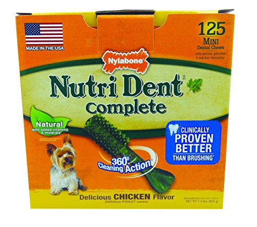 0018214829980 - NYLABONE NUTRI DENT PETITE CHICKEN FLAVORED DENTAL BONE DOG TREAT, 125 COUNT