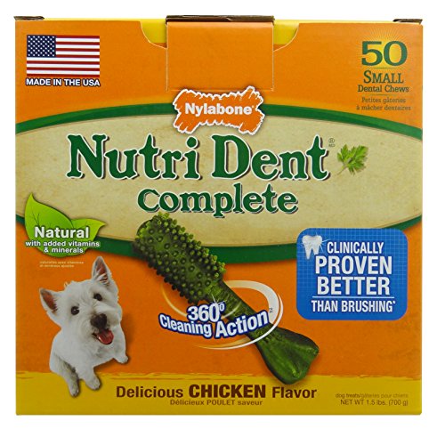 0018214829997 - NYLABONE NUTRI DENT SMALL CHICKEN FLAVORED DENTAL BONE DOG TREAT, 50 COUNT