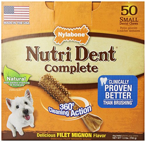 0018214831761 - NYLABONE NUTRI DENT COMPLETE SMALL FILET MIGNON FLAVORED DOG TREAT BONE-1.5 LBS