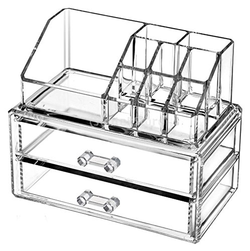 0018227298766 - ACRYLIC MAKEUP & JEWELRY ORGANIZER, COSMETIC & ACCESSORIES DISPLAY BOX, 2 PIECE SET, BY ACRYLICASE