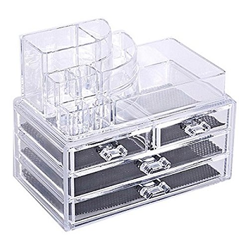 0018227298889 - ACRYLIC MAKEUP ORGANIZER, COSMETIC DISPLAY BOX, 4 DRAWER JEWELRY MAKEUP BRUSH & LIPSTICK HOLDER, BY ACRYLICASE