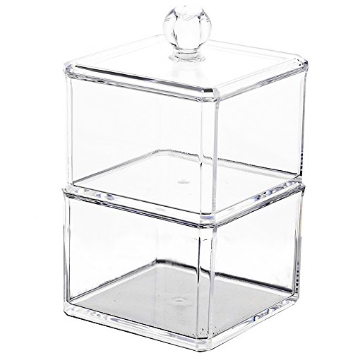 0018227298896 - CLEAR ACRYLIC COTTON BALL & SWAB STORAGE CASE - ORGANIZER FOR COTTON SWABS, Q-TIPS, MAKE UP PADS, COSMETICS & MORE - FOR BATHROOM & VANITY BY ACRYLICASE