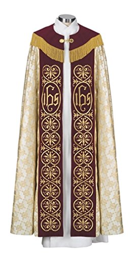 0018227894012 - VICENZA COLLECTION SATIN GOLD CROSS JACQUARD EMBROIDERED LINED COPE, 55 INCH