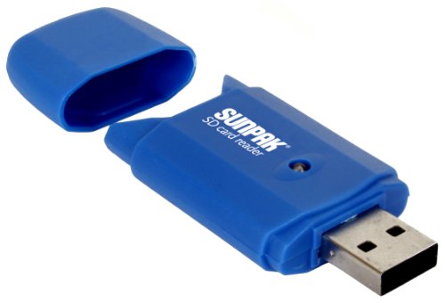 0182682323681 - SUNPAK SD 2.0 USB FLASH MEMORY CARD READER/WRITER FOR SD, SDHC, MMC MEMORY CARDS, BLUE
