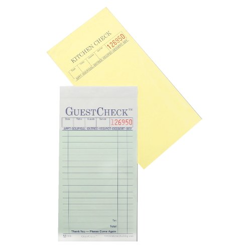 0018291860005 - NATIONAL CHECKING A6000G 3-12 WIDTH, 6-34 HEIGHT, 2 PART 17 LINE GUESTCHECK CARBON GREEN BOARD (CASE OF 50)