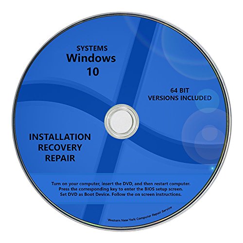 0018367271193 - WINDOWS 10 PRO & HOME INSTALL REINSTALL UPGRADE RESTORE REPAIR RECOVERY 64 BIT X64 ALL IN ONE DISC WNYPC UTILITY DVD