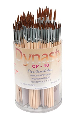 0018376023943 - DYNASTY CP-10 FINE ROUND CAMEL HAIR WOOD HANDLE PAINT BRUSH ASSORTMENT, ASSORTED SIZE, TAN, PACK OF 144
