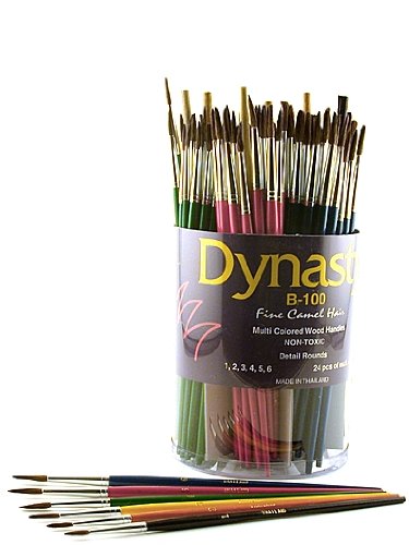 0018376064007 - DYNASTY B-100 FINE CAMEL HAIR ROUND BRUSH CANISTER CANISTER OF 144