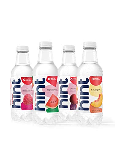 0184739002648 - HINT WATER PURPLE VARIETY PACK, (PACK OF 12) 16 OUNCE BOTTLES, 3 BOTTLES EACH OF: CHERRY, RASPBERRY, PEACH, AND WATERMELON, UNSWEET WATER WITH ZERO DIET SWEETENERS
