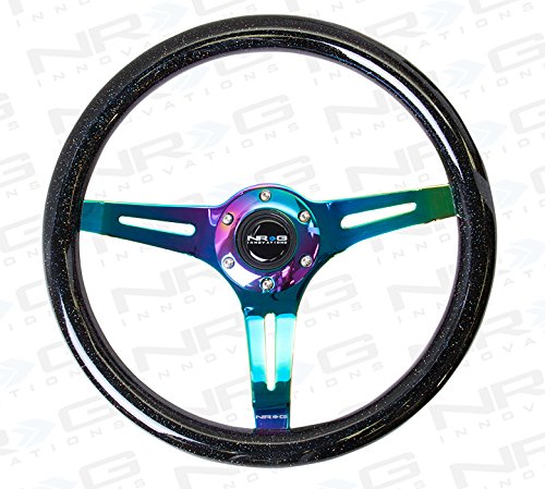 Nrg ® Classic Black Sparkled Wood Grain Steering Wheel With 3